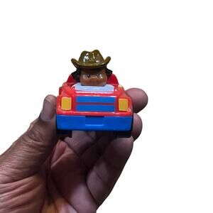 Vintage Fisher Price Little People Wheelies Red Pickup Truck with Cowboy Driver